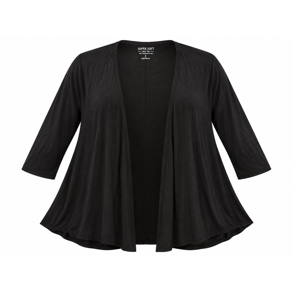 Torrid Super Soft Knits Black Open Front Cardigan 3/4 Sleeve Size 2 Plus 2X